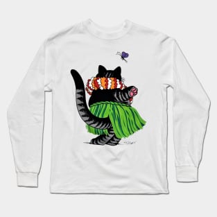 B-Kliban-Cat-Hula-Hawaii Long Sleeve T-Shirt